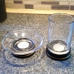 Glass Soap dish and tumbler/ tooth brush cup